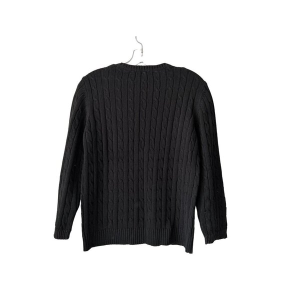 Charter Club Cable Knit All Over 100% Cotton Pullover Crewneck Black Size Med - Picture 4 of 6